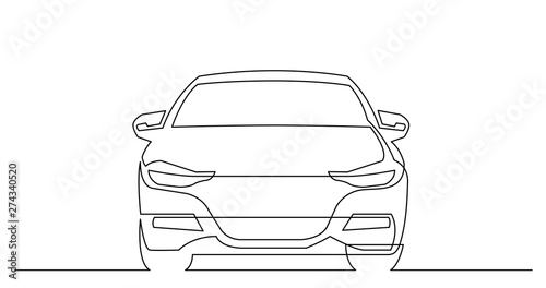 continuous line drawing of modern luxury sedan car