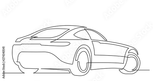 continuous line drawing of rear view of modern powerful sport car
