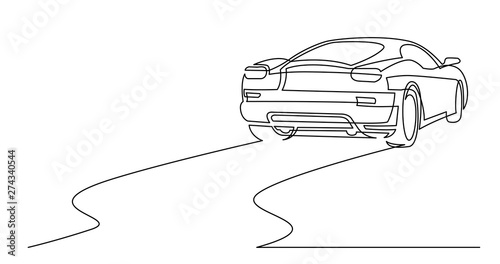 continuous line drawing of rear view of sport car