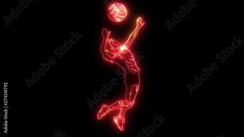 Silhouette of volleyball player. video animation photo