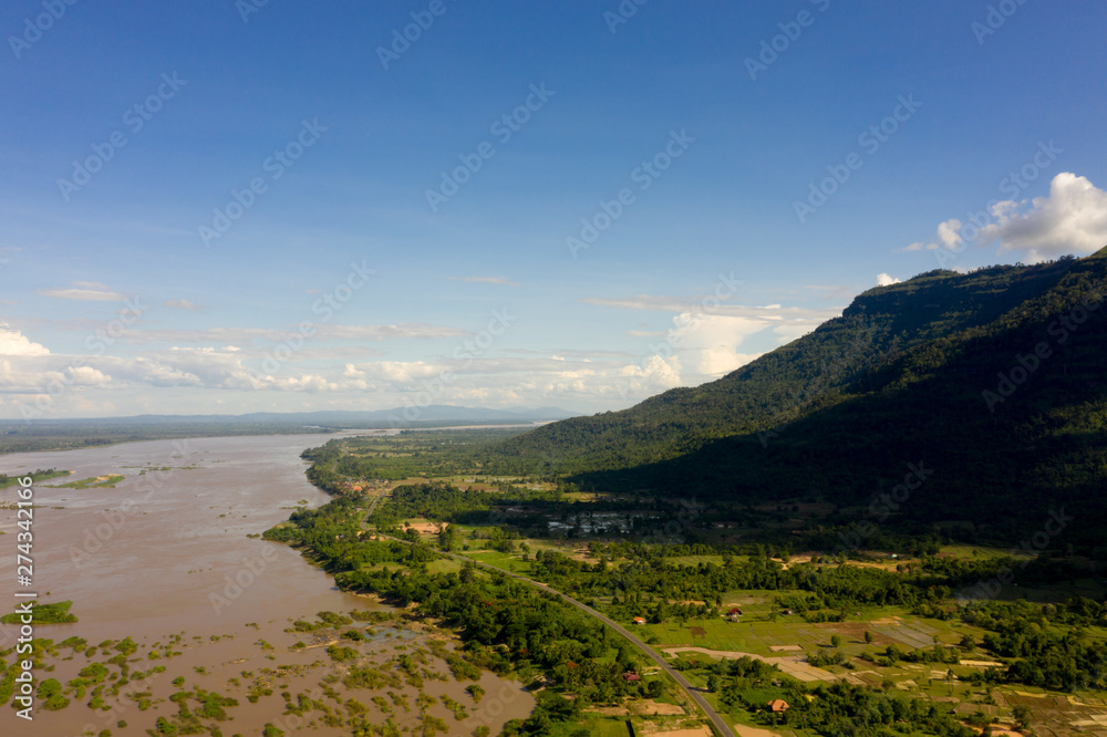 Aerial View of mountain in Champasak province, Lao PDR