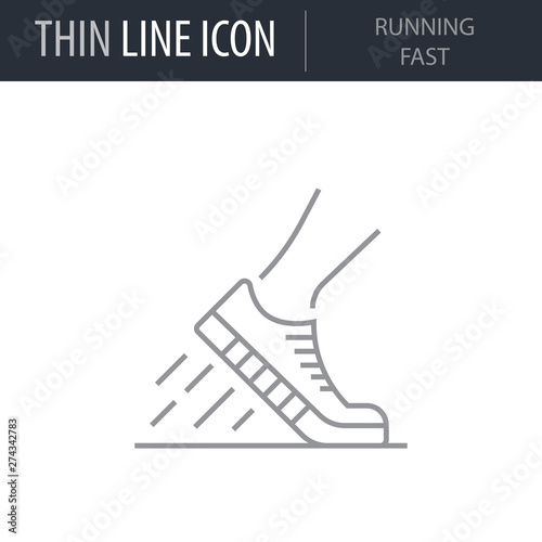 Symbol of Running Fast Thin line Icon of Fitness And Sport. Stroke Pictogram Graphic for Web Design. Quality Outline Vector Symbol Concept. Premium Mono Linear Beautiful Plain Laconic Logo