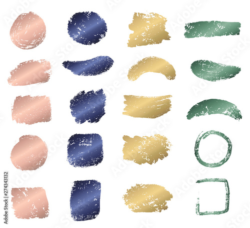 grunge brush stroke with metallic color collection
