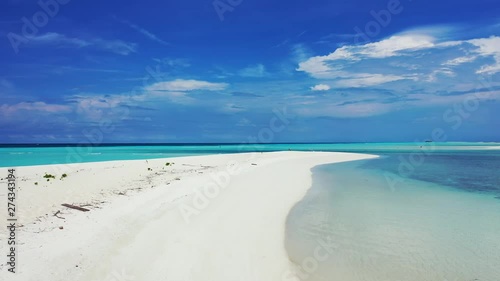 white sandbar of Mansalangan in Balabac, aerial shot in Palawan, Philippines, trucking left shot photo