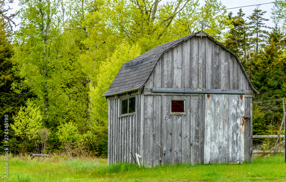 Old Weathered Wooden Countryside Barn in New England