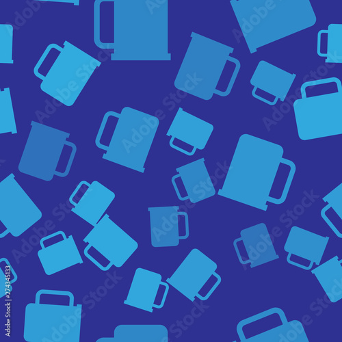 Blue Coffee cup flat icon isolated seamless pattern on blue background. Tea cup. Hot drink coffee. Vector Illustration