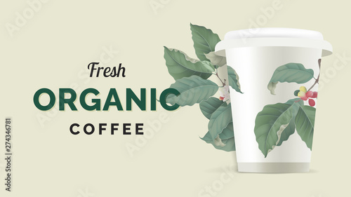 Organic coffee banner templ...