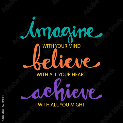 Imagine with your mind, believe with your heart, achieve with all your might