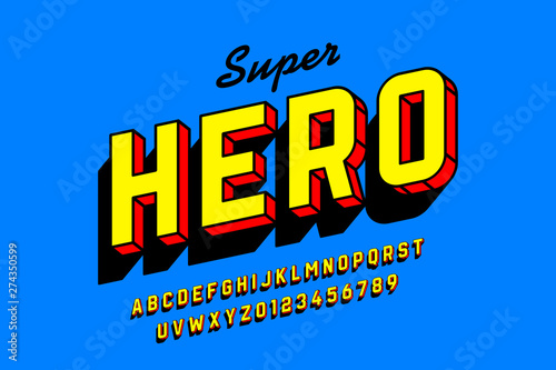 Comics style font design, alphabet letters and numbers