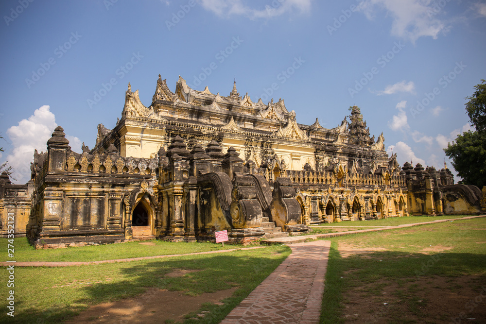 View of Mahar Aung Mye Bon San Monastery, Inn Wa, Myanmar