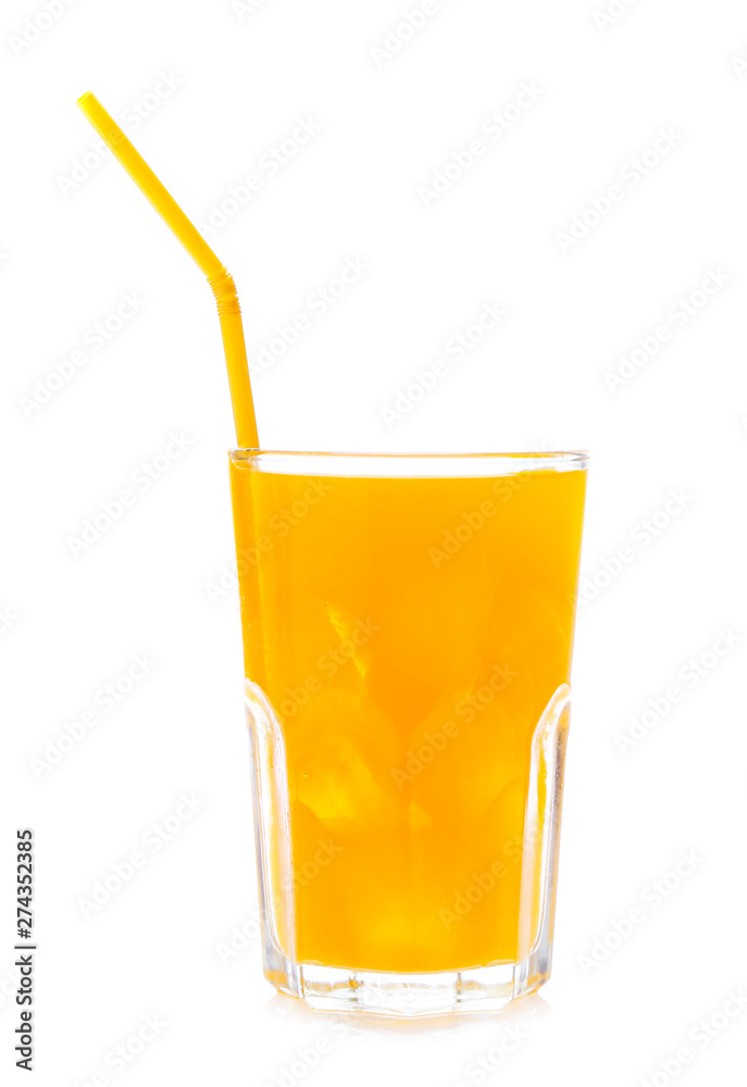 Orange juice glass, isolated on white background Orange juice glass, isolated on white background