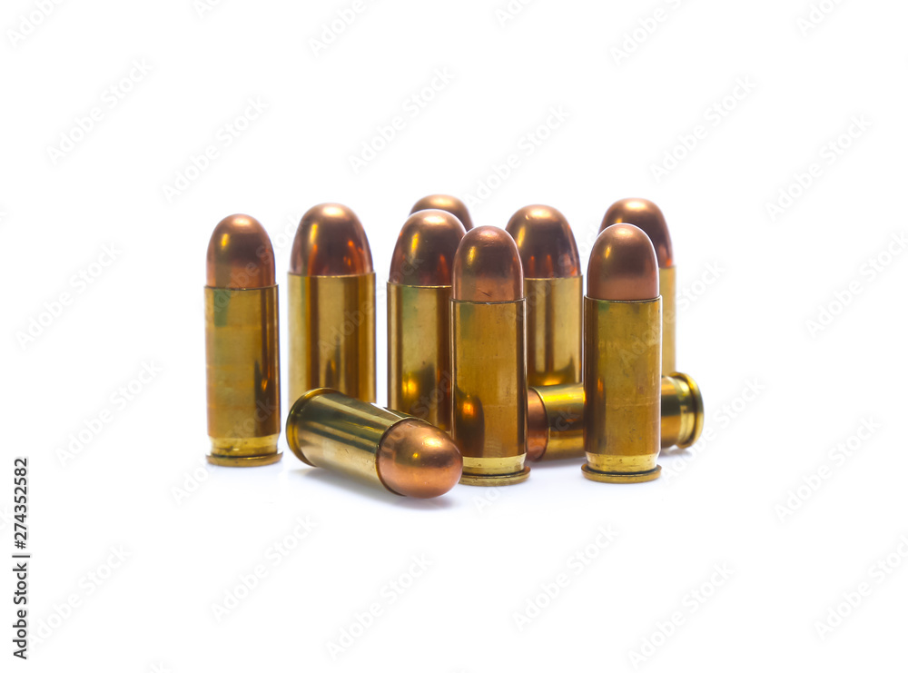 cartridges of .45 ACP pistols ammo isolated cartridges of .45 ACP pistols ammo isolated