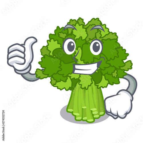 Thumbs up brocoli rabe in the cartoon shape
