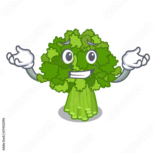 Grinning brocoli rabe in the cartoon shape