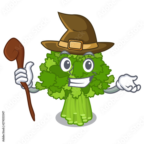Witch rabe broccoli in vegetable mascot basket