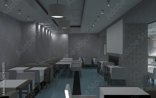 restaurant  interior visualization  3D illustration