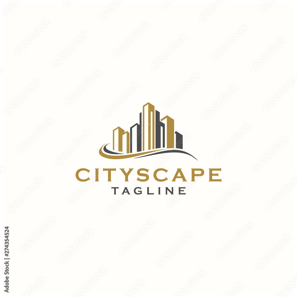cityscape logo skyline landscape illustration vector icon download