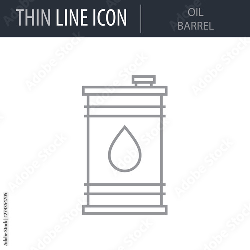 Symbol of Oil Barrel Thin line Icon of Heavy And Power Industry. Stroke Pictogram Graphic for Web Design. Quality Outline Vector Symbol Concept. Premium Mono Linear Beautiful Plain Laconic Logo photo