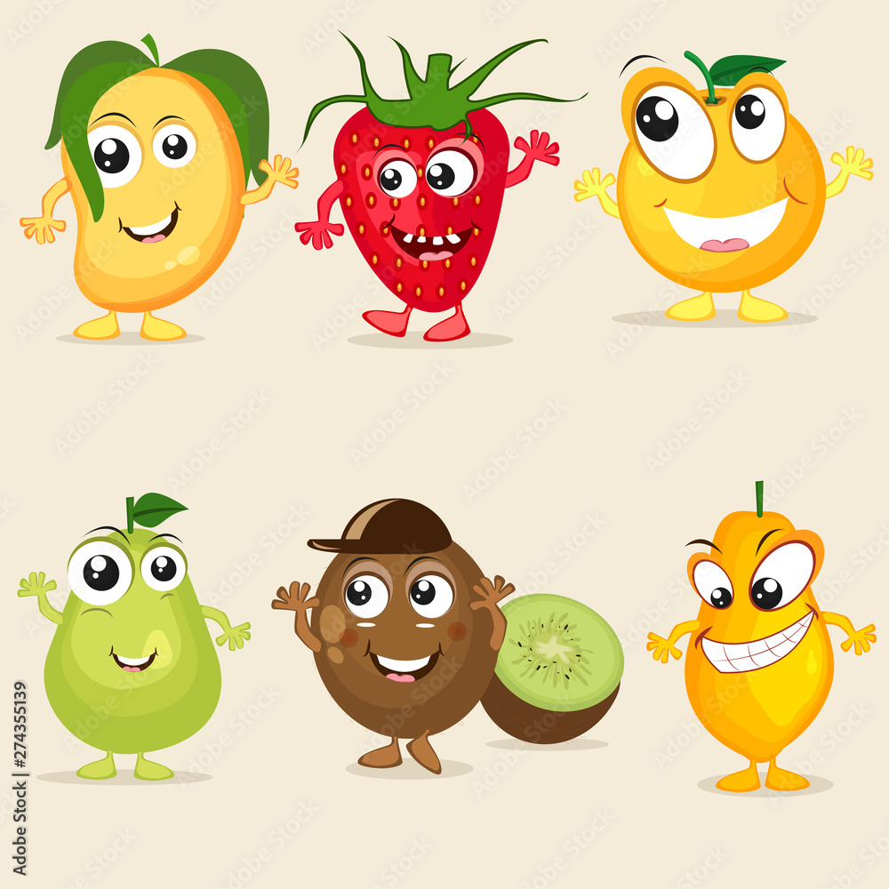 Concept of fruit characters. Concept of fruit characters.