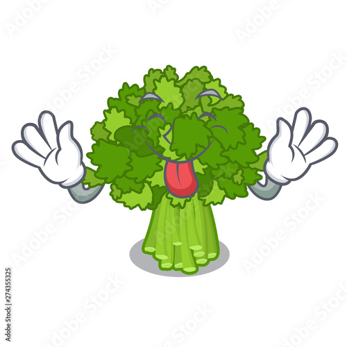 Tongue out saute broccoli rabe above cartoon plate