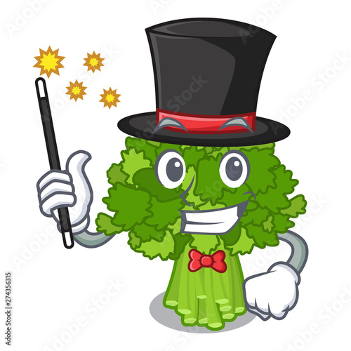 Magician saute broccoli rabe above cartoon plate