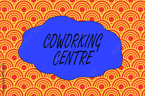 Handwriting text writing Coworking Centre. Conceptual photo shared workplace often office and independent activity Abstract seamless repeat design half circles peeping out from each other photo