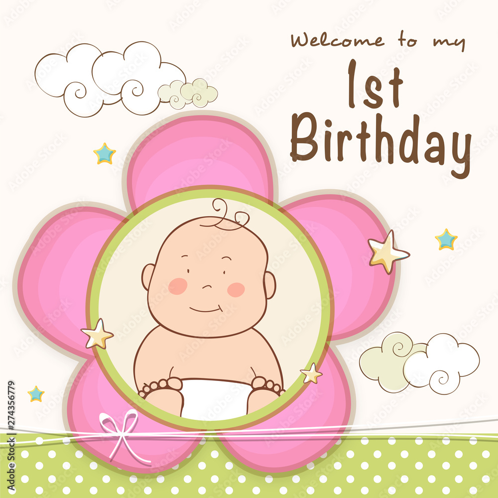 1st Birthday Invitation card design.