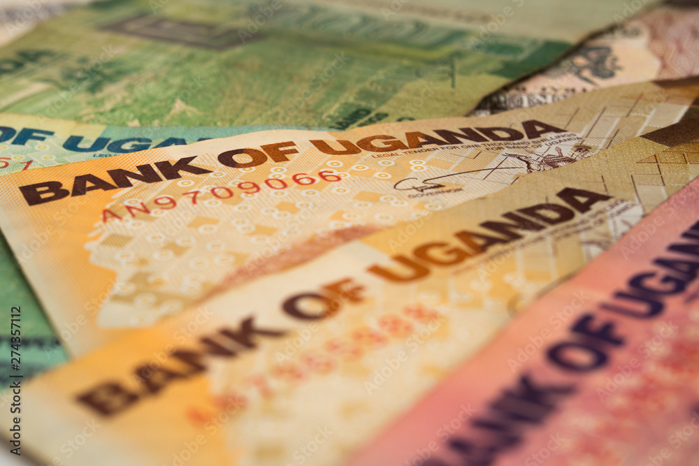 Fototapeta premium Banknotes of Uganda, Ugandan Shilling, close-up