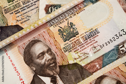 50 Kenyan shilling, close-up, a fragment of a banknote