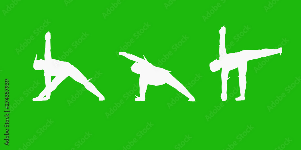  silhouette yoga  illustration. Fitness Concept. Gymnastics. Aerobics.