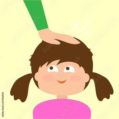 Mom pats the baby on the head. Vector illustration.