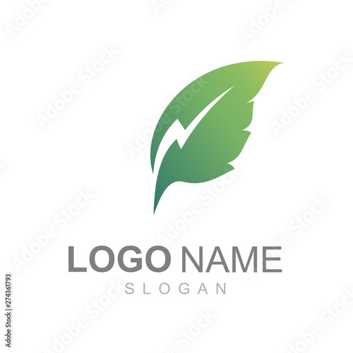 leaf logo and thunder design illustration, medical logo 