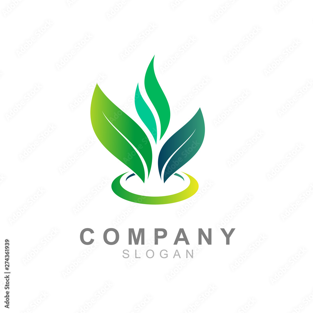 leaf logo and  design vector template, orbit symbol, circular logo, medical icon