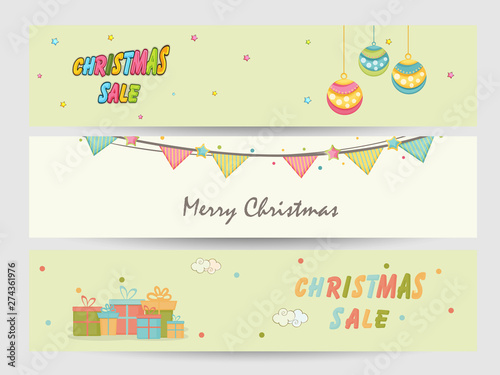 Web header or banner design for Christmas sale.