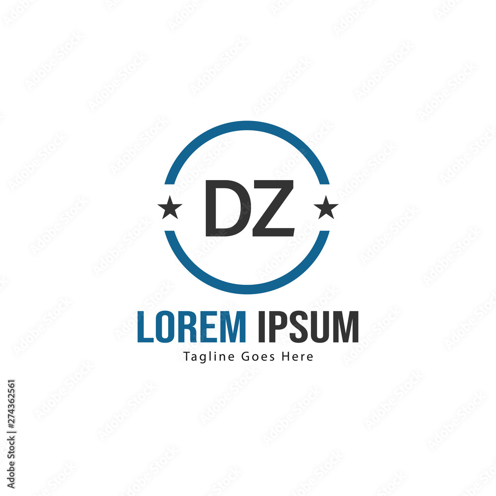 Initial DZ logo template with modern frame. Minimalist DZ letter logo vector illustration Initial DZ logo template with modern frame. Minimalist DZ letter logo vector illustration