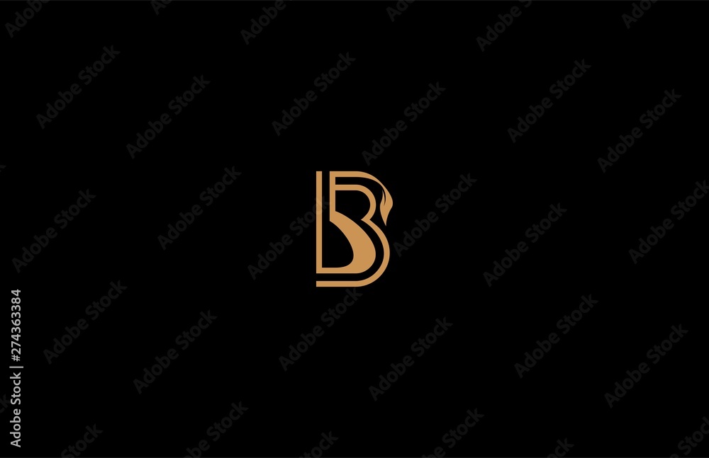B letter linear shape luxury flourishes ornament logotype
