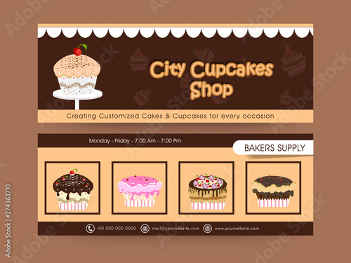 Web header design for cupcake shop.