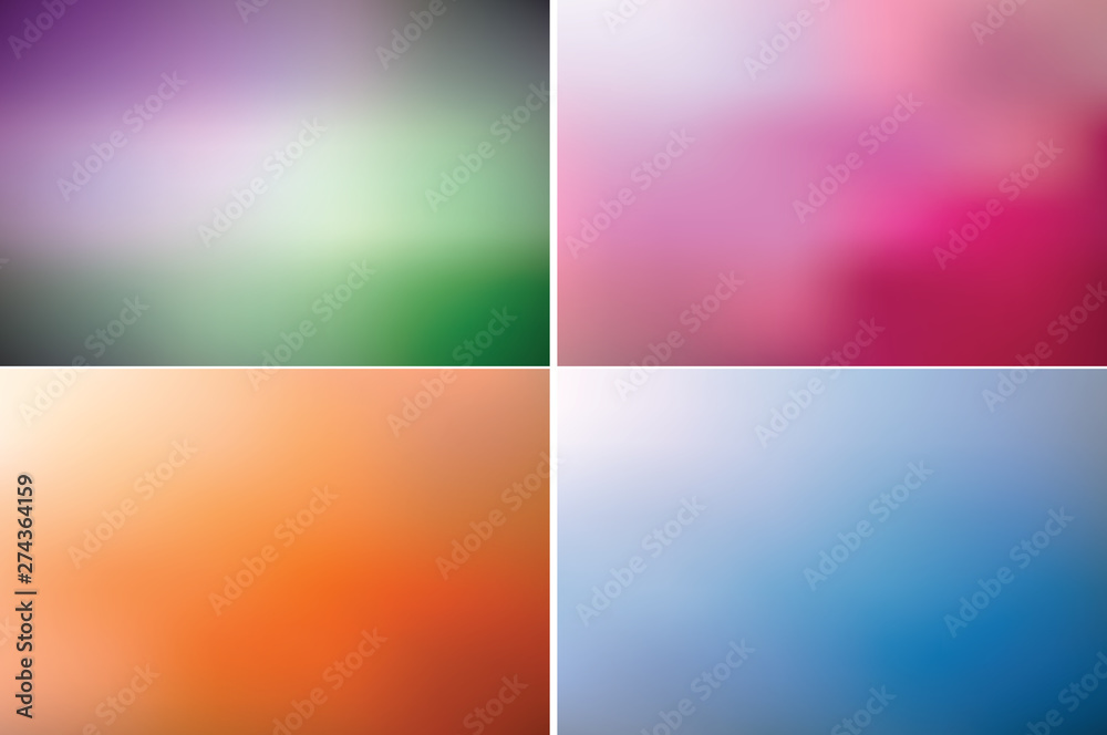 Naklejka premium Collection of blurred backgrounds. Vector defocus texture. Multi-color abstract surface