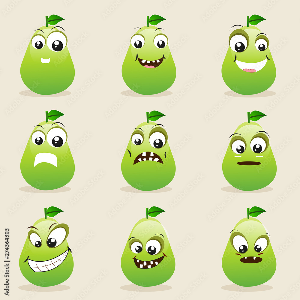 Concept of different expressions with pear. Concept of different expressions with pear.