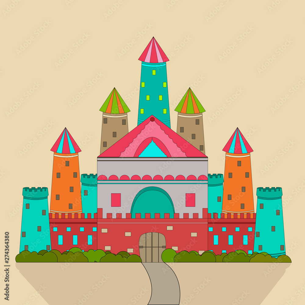 Concept of fairy tales with castle.