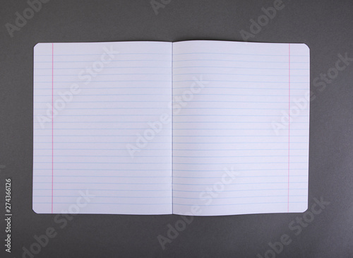 Open notebook with blank pages