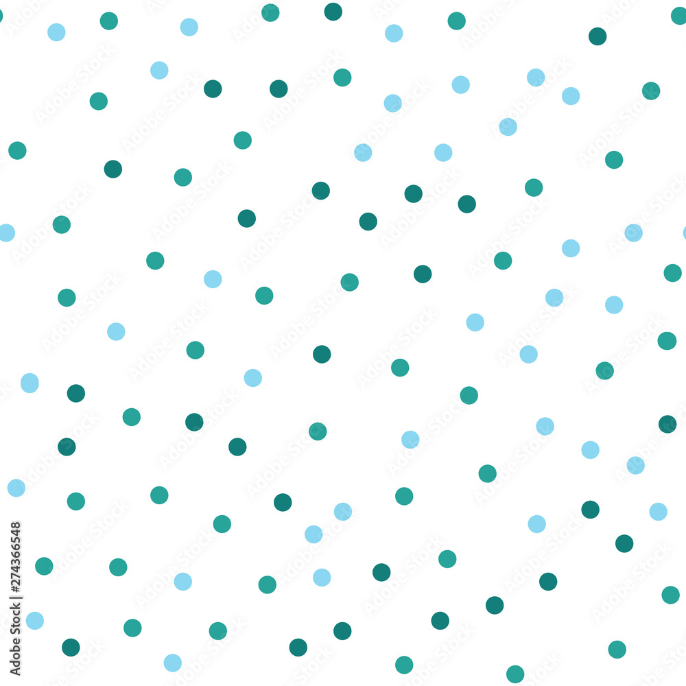 polka dot seamless vector pattern white background. White and blue polka dots background. Chaotic elements. Abstract geometric shape texture. Design template for wallpaper,wrapping, textile.