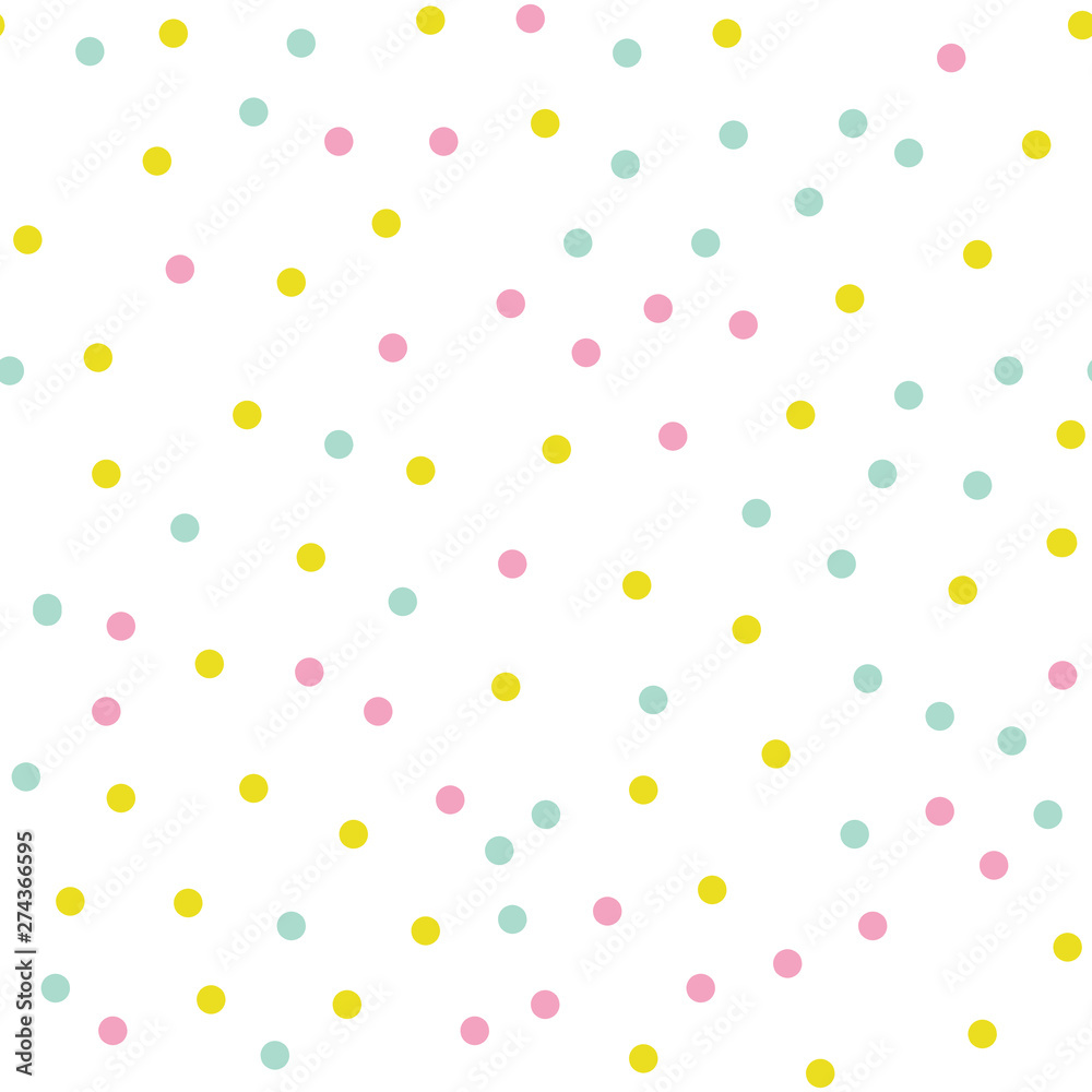 polka dot seamless vector pattern black background. White and black polka dots background. Chaotic elements. Abstract geometric shape texture. Design template for wallpaper,wrapping, textile. 