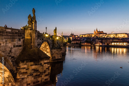Vedute al tramonto sul Ponte San Carlo di Praga