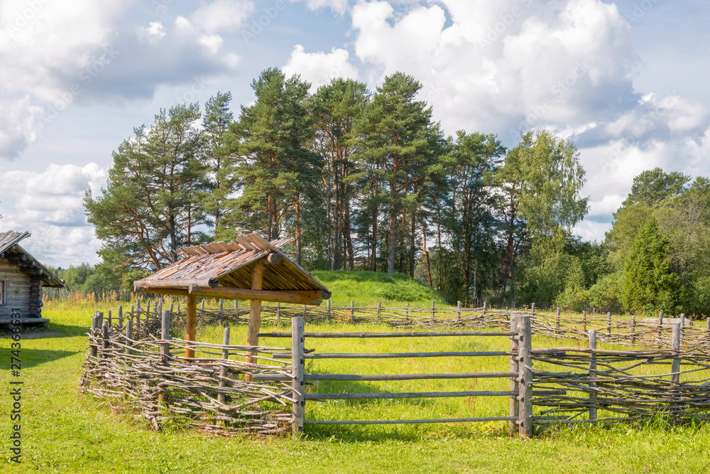 Corral for livestock. Fenced off in the center of the tenth place in the Slavic village Corral for livestock. Fenced off in the center of the tenth place in the Slavic village