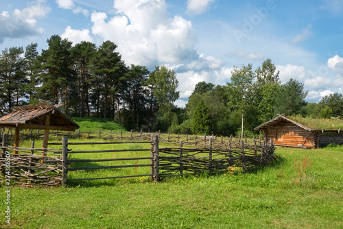 Corral for livestock. Fenced off in the center of the tenth place in the Slavic village