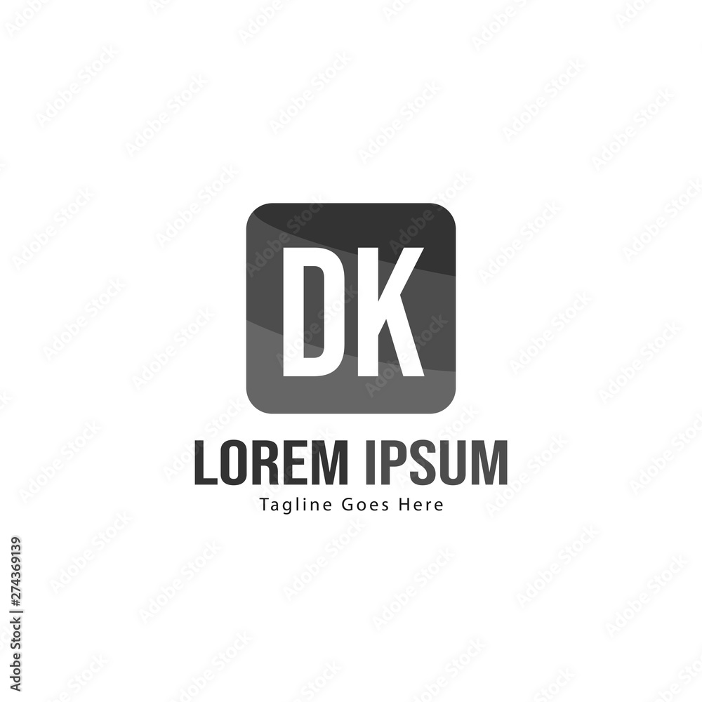 Initial DK logo template with modern frame. Minimalist DK letter logo vector illustration