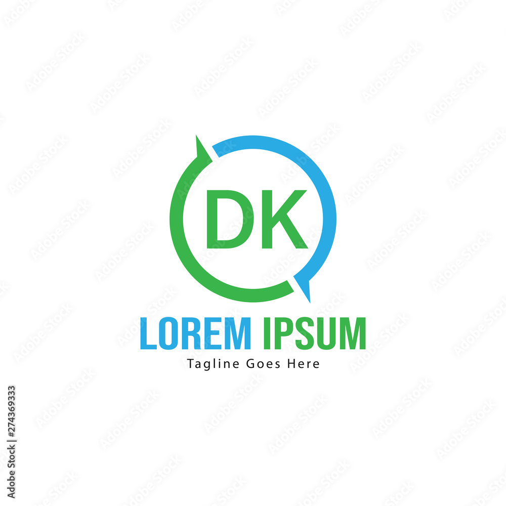 Initial DK logo template with modern frame. Minimalist DK letter logo vector illustration Initial DK logo template with modern frame. Minimalist DK letter logo vector illustration
