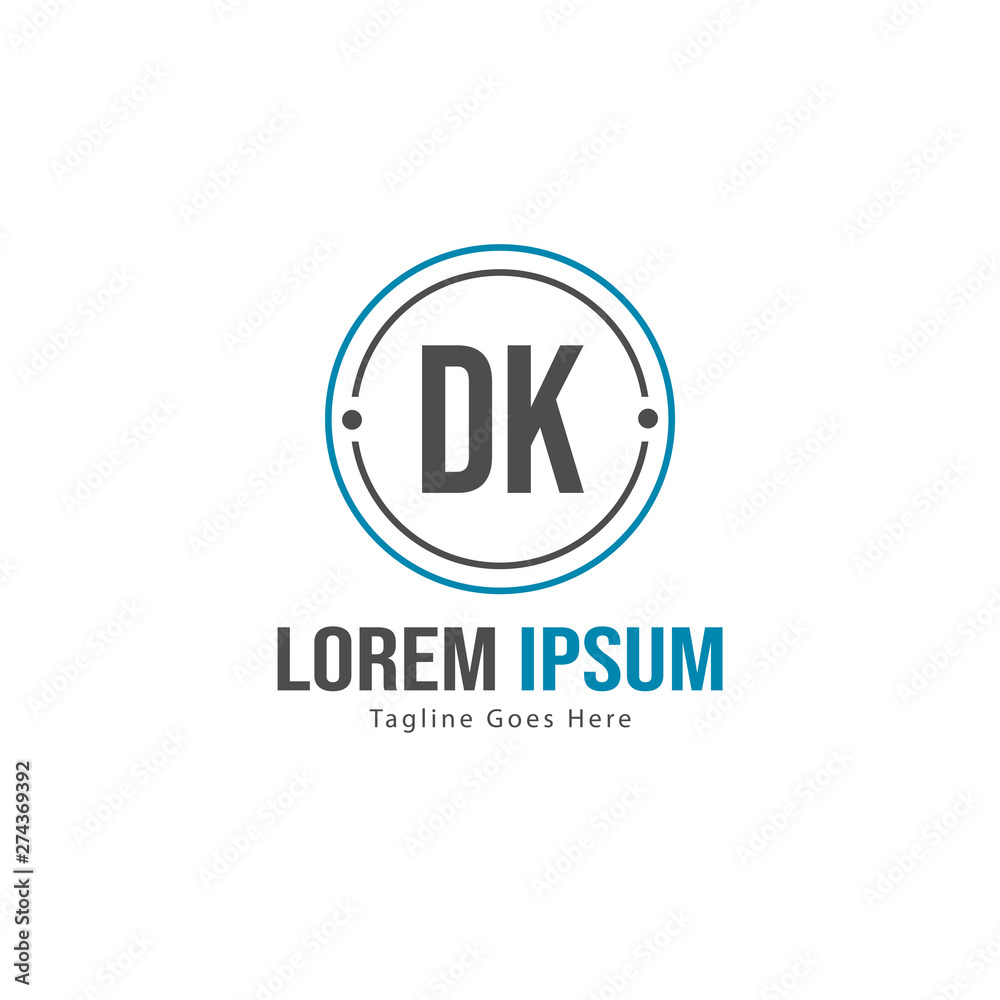 Initial DK logo template with modern frame. Minimalist DK letter logo vector illustration Initial DK logo template with modern frame. Minimalist DK letter logo vector illustration