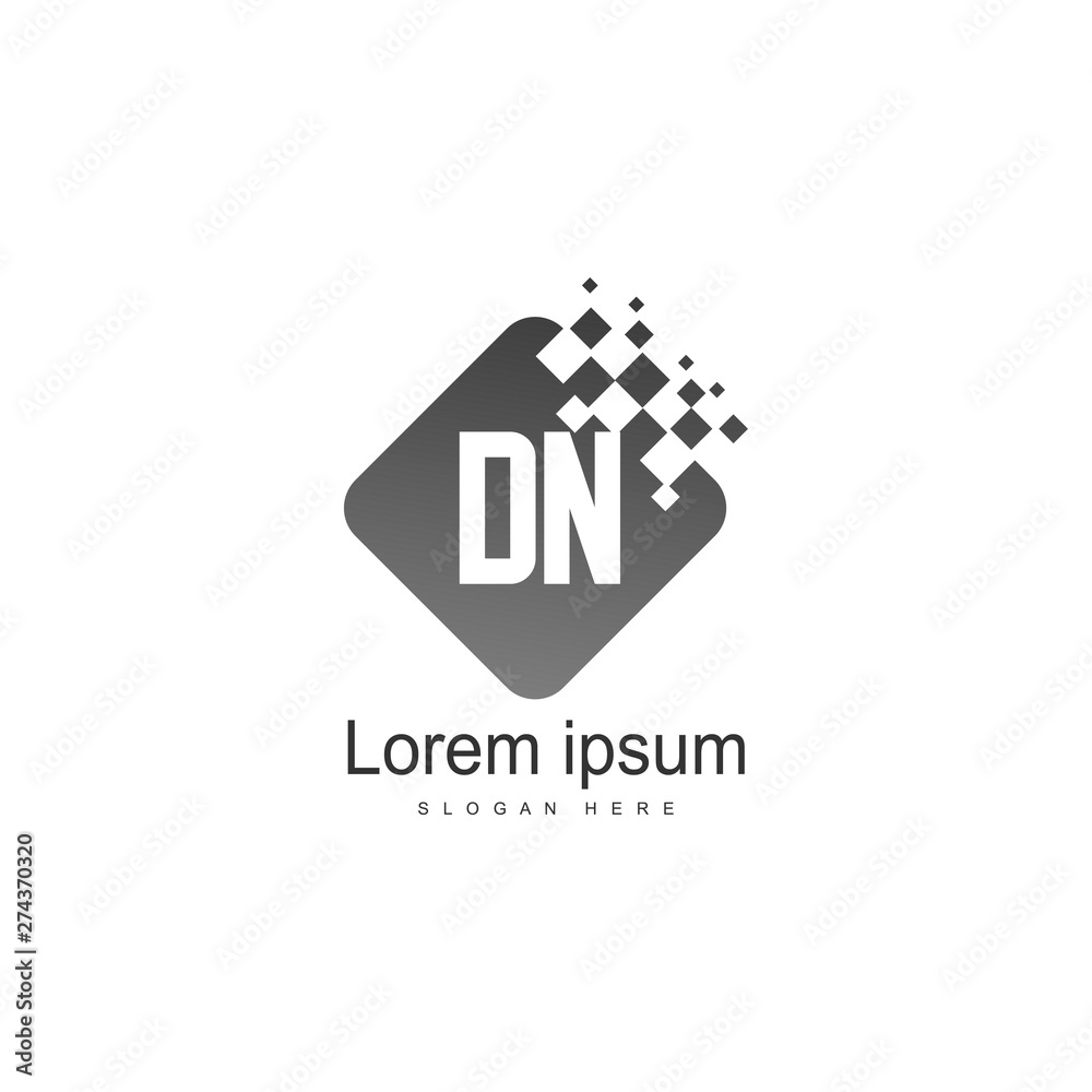 Initial DN logo template with modern frame. Minimalist DN letter logo vector illustration